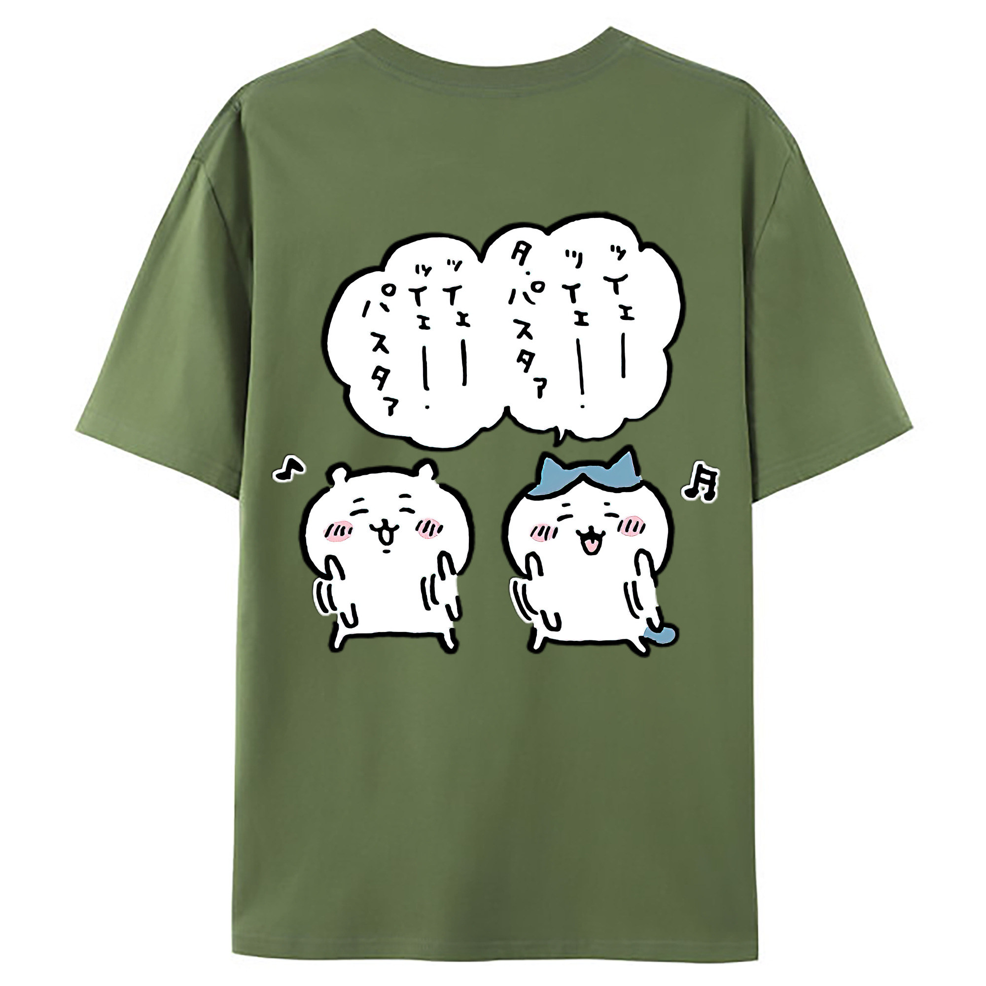 （画像用） ちいかわ ハチワレ Chii-kawa hachiware 綿100％ メンズ半袖Tシャツ（バックプリント） 通気性